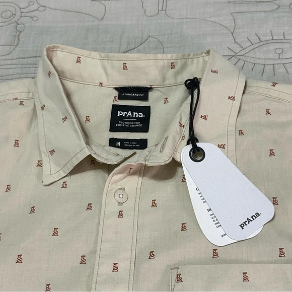 NWT Prana Tinline Shirt Yarrow Rocks Size M Cream - Picture 7 of 12